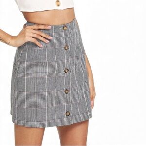 💰Gianni Binni Plaid Button-Front Plaid Mini Skirt